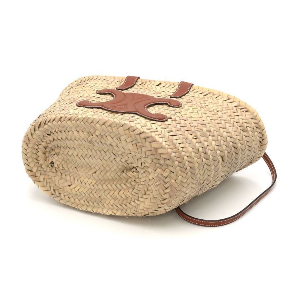 Celine Bag Raffia Pannier Brown Calfskin Teen Triomphe Basket - Picture 1 of 4